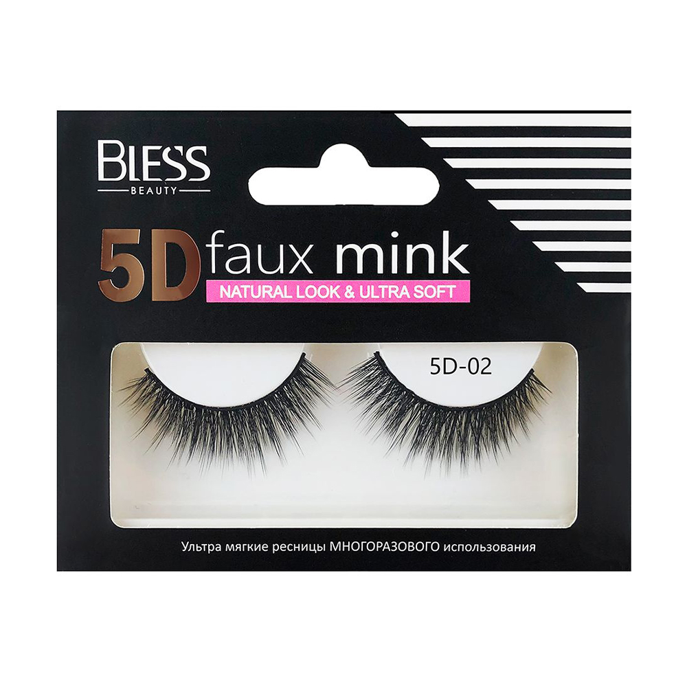 Накладні вії Bless Beauty 5D Faux Mink багаторазового використання, 5D-02
